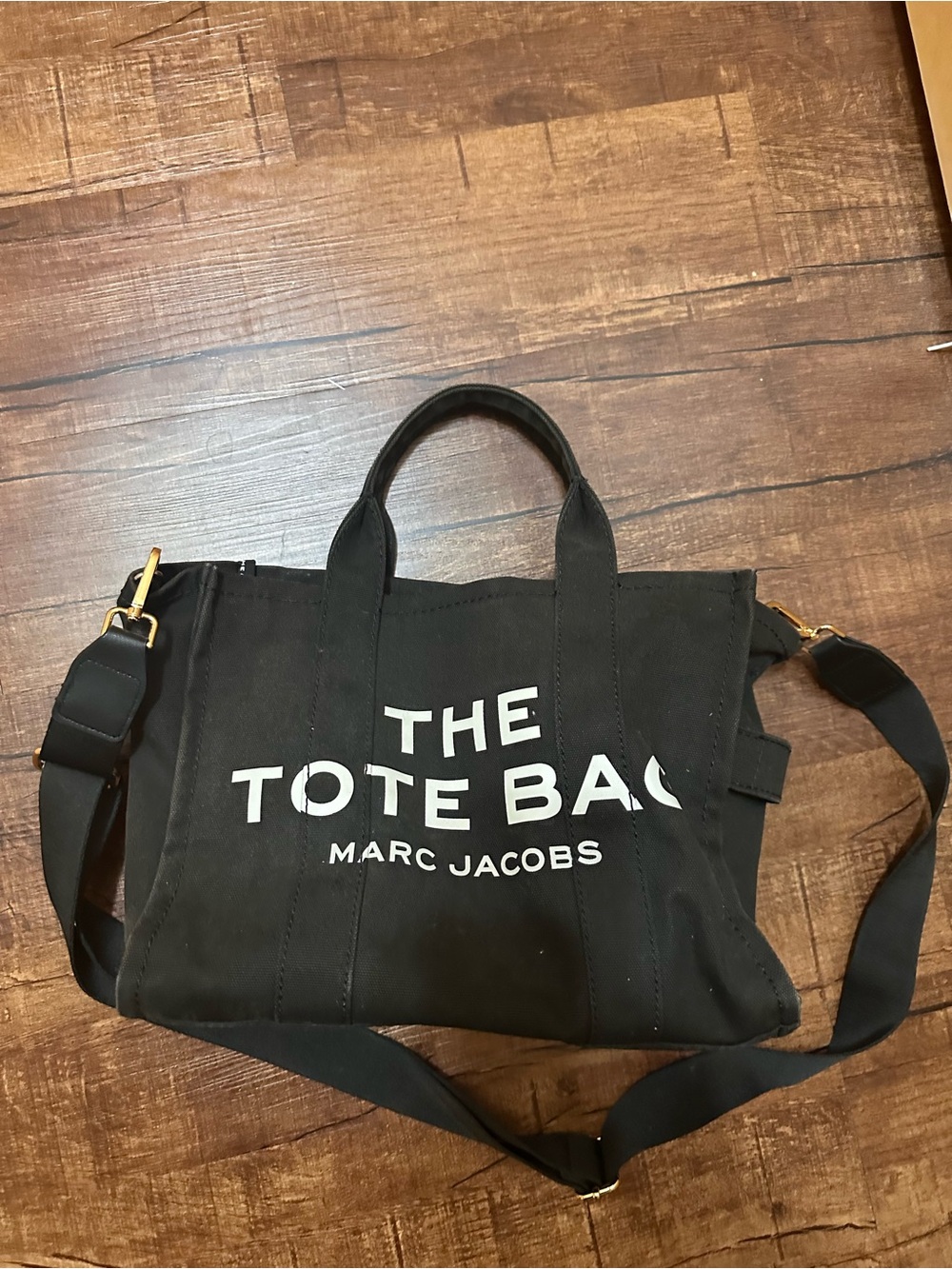 Marc Jacobs Black Canvas 'The Tote Bag' with White Logo